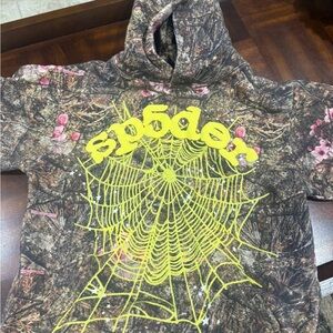 Spyder Brown and Yellow Hoodie with Bold Graphic Design
